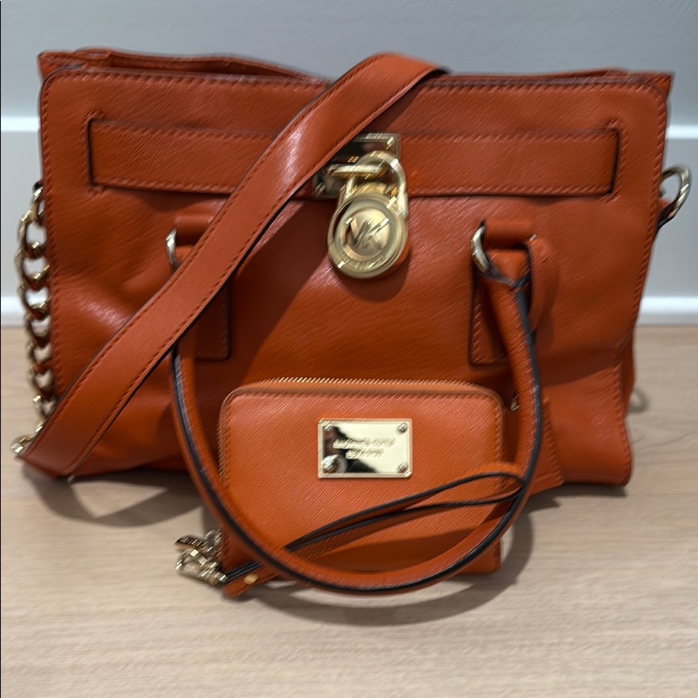 Michael Kors Orange Leather Tote Bag